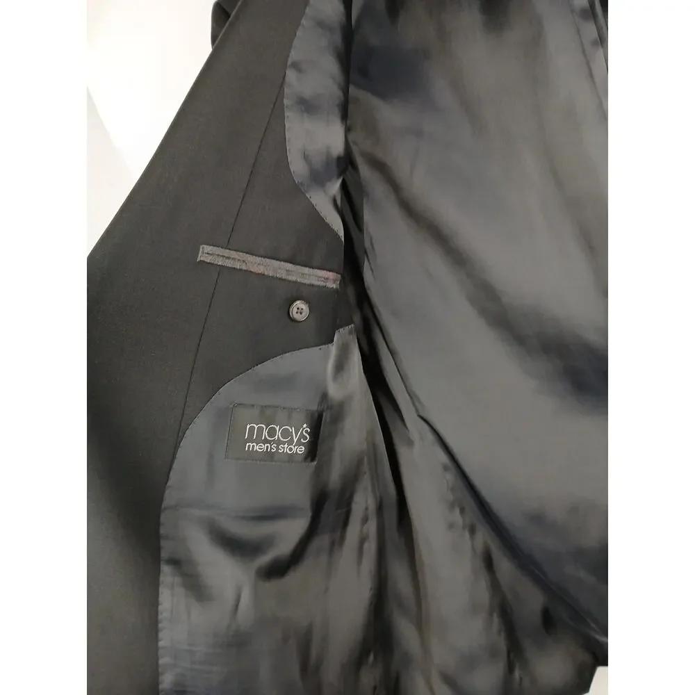 Lauren Ralph Lauren Suit Jacket Men’s 46R Solid Black Wool Blazer Black RN69456